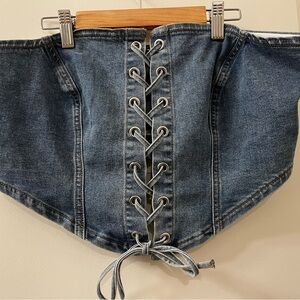 Cider Blue Denim Corset with Lace-Up Detail